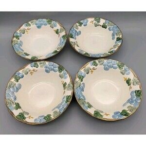 Metlox Poppytrail Blue Grape  7 3/8” Cereal Salad Bowls - Set of 4 USA